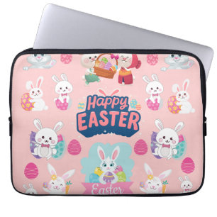 Housse Pour Ordinateur Portable Joyeux voeux de Pâques - Motif Funny Bunny Pâques