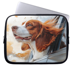 Housse Pour Ordinateur Portable Joyful Dog in the Wind Art Print