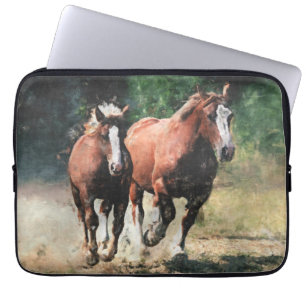 Housse Pour Ordinateur Portable Jument et poulain de cheval de trait