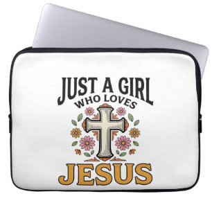 Housse Pour Ordinateur Portable Juste une fille qui aime Jésus Floral Cross Shirt_