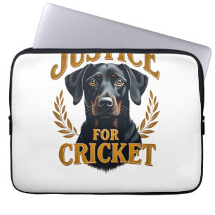 Housse Pour Ordinateur Portable Justice pour Cricket Typographie Mémorial de Chien