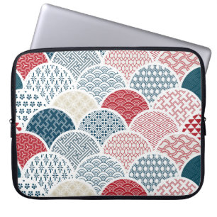 Housse Pour Ordinateur Portable kimono géométrique traditionnel motif sketc vintag