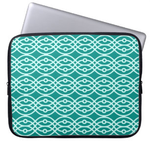 Housse Pour Ordinateur Portable Kimono imprimé, turquoise et aqua