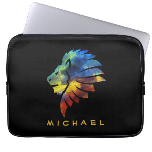 Housse Pour Ordinateur Portable King of the jungle watercolor name monogram
