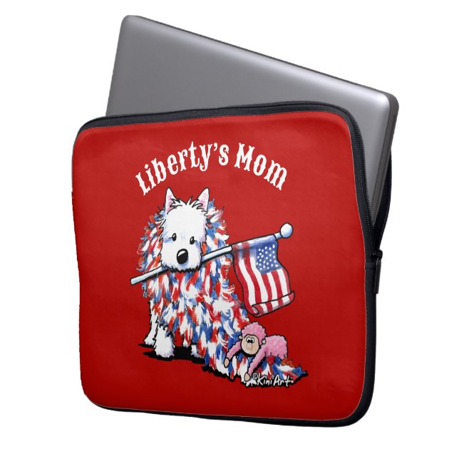 Housse Pour Ordinateur Portable KiniArt Westie Liberty Portrait (devant gauche)