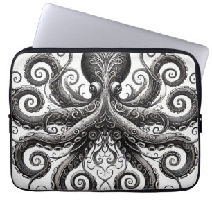 Housse Pour Ordinateur Portable Kraken Steampunk Octopus Ornate Black