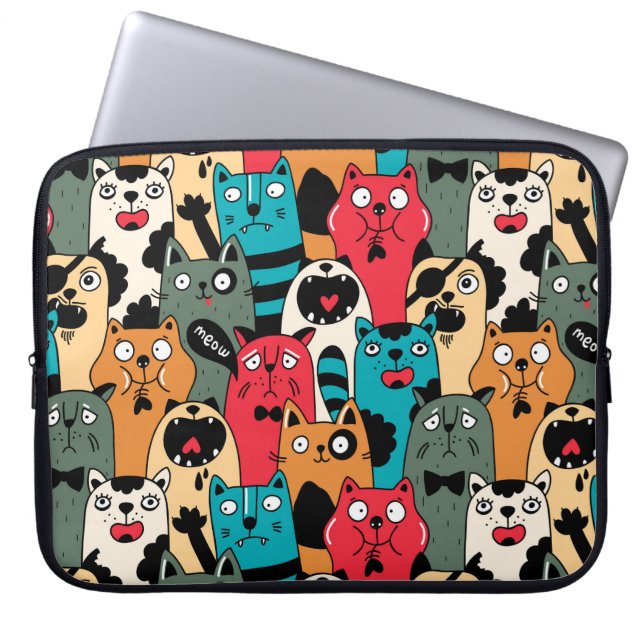 Housse Pour Ordinateur Portable La Crowd of cats (Devant)