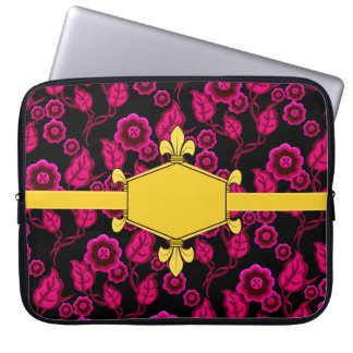 Housse Pour Ordinateur Portable La fourrure de lis, or, floral rose, ajoutent des
