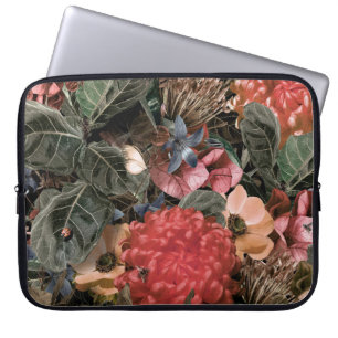 Housse Pour Ordinateur Portable La fresque au mur. Fleurs et plantes avec des pion