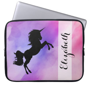 Housse Pour Ordinateur Portable La licorne pourpre de rose en pastel a conçu la