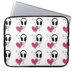 Housse Pour Ordinateur Portable La musique est là où le coeur est casque