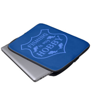 Housse Pour Ordinateur Portable La pêche est mon passe-temps citation sur blason