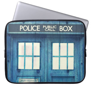 Housse Pour Ordinateur Portable La police vintage téléphone la cabine téléphon