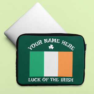 Housse Pour Ordinateur Portable La Saint-Patrick Drapeau Irlande Nom Personnalisé