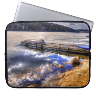 Housse Pour Ordinateur Portable Lac d'hiver et paysage sauvage de Kayak