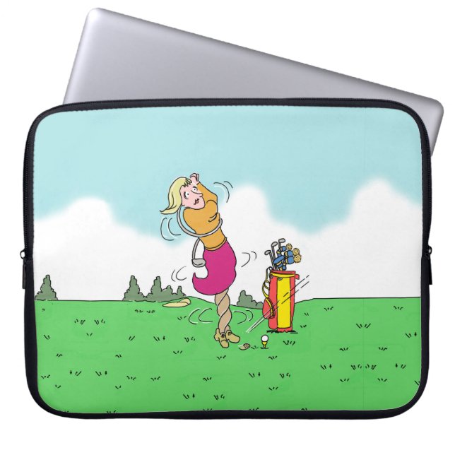 Housse Pour Ordinateur Portable Lady Playing Golf et Getting in Twist (Devant)