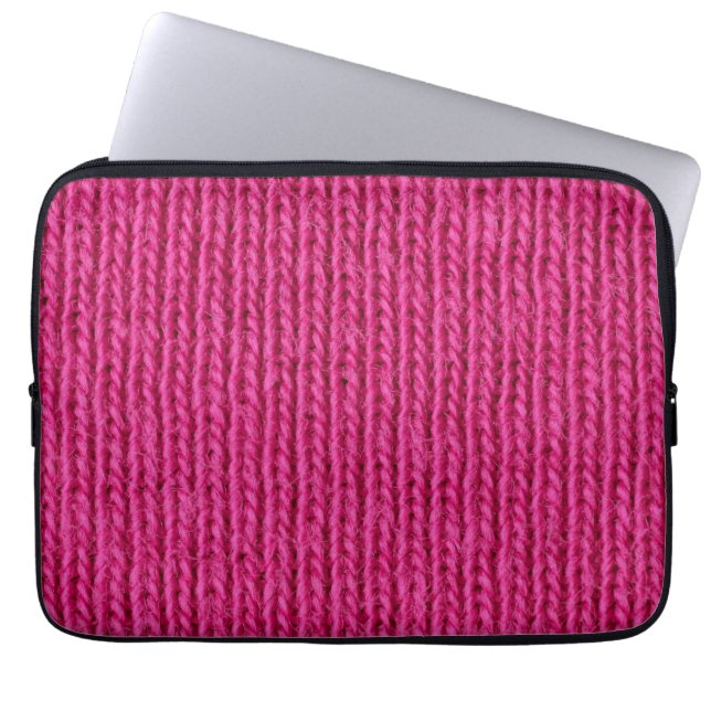 Housse Pour Ordinateur Portable Laine tricotée rose gros plan (Devant)