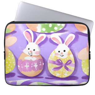 Housse Pour Ordinateur Portable lapin avec oeufs de pâques