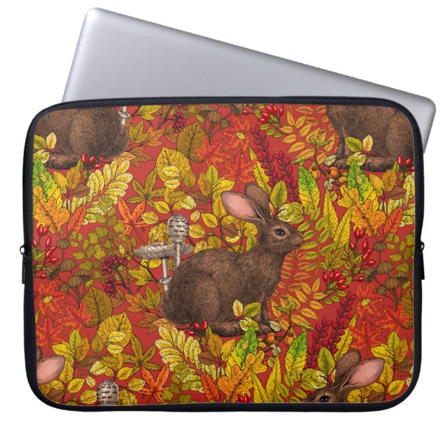 Housse Pour Ordinateur Portable Lapin d'automne en rouge (Devant)