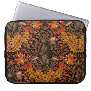 Housse Pour Ordinateur Portable Lapin d'automne sur brun