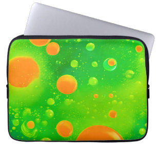 Housse Pour Ordinateur Portable L'art Abstrait de la bulle orange et verte