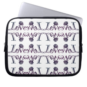 Housse Pour Ordinateur Portable L'art de l'amour : lettres élégantes et Rose flori