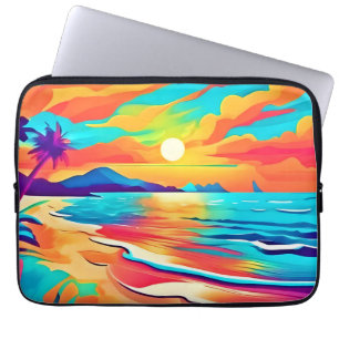 Housse Pour Ordinateur Portable L'art du coucher de soleil sur la plage animé