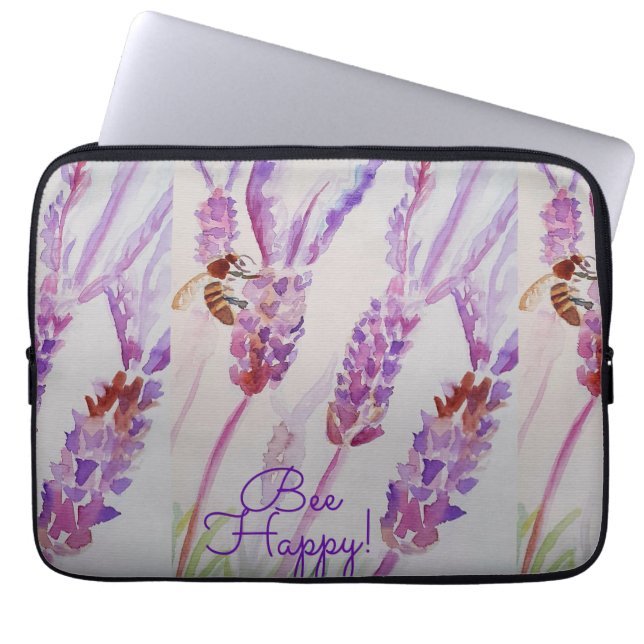 Housse Pour Ordinateur Portable Lavande Bee Happy Herb Aquarelle Flower (Devant)