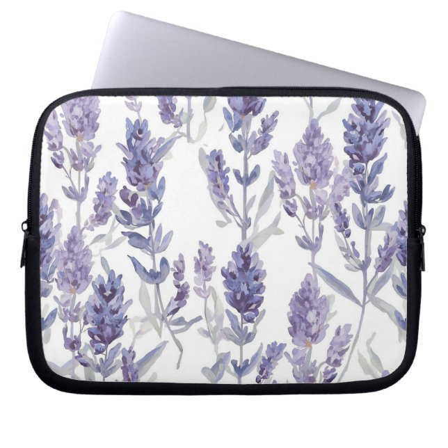 Housse Pour Ordinateur Portable Lavender Fields | Purple Watercolor Flower Pattern (Devant)