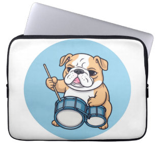 Housse Pour Ordinateur Portable Le Bulldog qui Tambourine Rythmes et Bulldog Groov