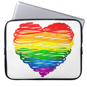 Housse Pour Ordinateur Portable Le cœur arc-en-ciel de SlipperyJoe griffonné tourb