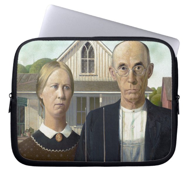 Housse Pour Ordinateur Portable Le gothique américain de Grant Wood (Devant)