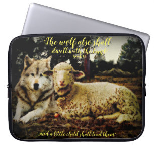 Housse Pour Ordinateur Portable "Le loup demeurera avec l'agneau" fixant