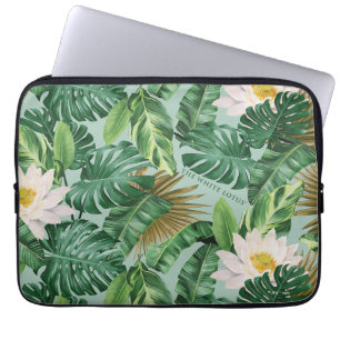 Housse Pour Ordinateur Portable Le Motif blanc Lotus Tropical Canopy