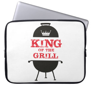 Housse Pour Ordinateur Portable Le Roi Du Grill, Blanc Noir Couronne Rouge