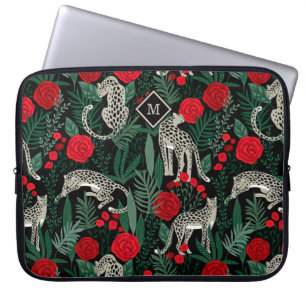 Housse Pour Ordinateur Portable Leopards et Monogramme de Motif exotique