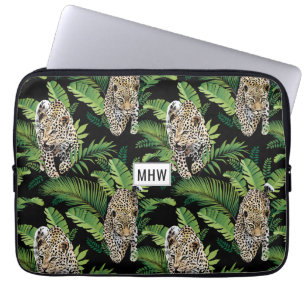 Housse Pour Ordinateur Portable Leopards Motif monogramme personnalisé