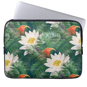 Housse Pour Ordinateur Portable Les Blancs Lotus Tropical Birds & Lotus Motif