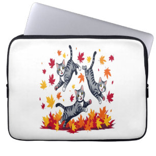 Housse Pour Ordinateur Portable Les chats jouent dans les feuilles d'automne