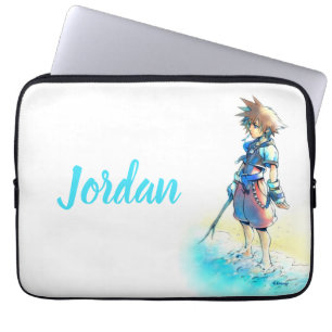 Housse Pour Ordinateur Portable Les Coeurs du Royaume Sora On Beach Aquarelle