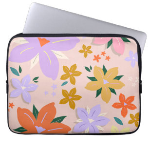 Housse Pour Ordinateur Portable Les Fleurs 04 Retro Colorful Floral