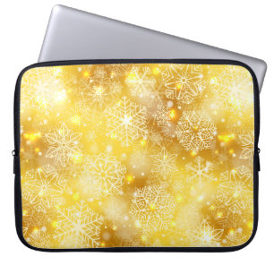Housse Pour Ordinateur Portable Les flocons de neige en or