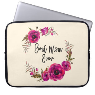 Housse Pour Ordinateur Portable Les pavots rose Fuchsia Meilleure Maman Jamais - F