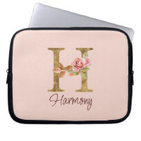 Lettre de nom personnalisée H Roses roses blush en