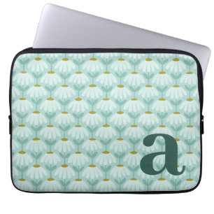 Housse Pour Ordinateur Portable Lettre initiale de monogramme bleu sarcelle floral