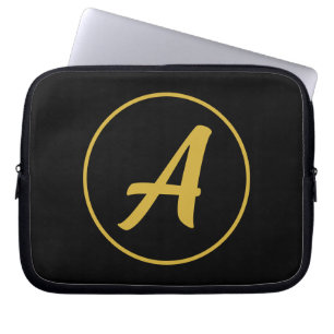 Housse Pour Ordinateur Portable LETTRE INITIALE MONOGRAPHIQUE ÉLÉGante OR COULEUR 