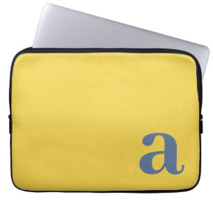 Housse Pour Ordinateur Portable Lettre Monogramme Jaune & Bleu Minimaliste