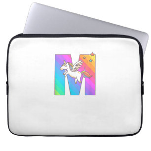 Housse Pour Ordinateur Portable Lettre Monogramme Unicorne M initiale mignonne fil