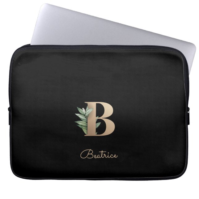 Housse Pour Ordinateur Portable LETTRE MONOGRAPHIQUE BOtanique Élégante B Sleeve o (Devant)