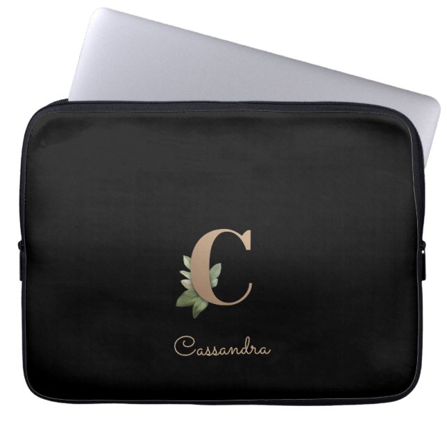Housse Pour Ordinateur Portable LETTRE MONOGRAPHIQUE BOtanique Élégante C Sleeve o (Devant)